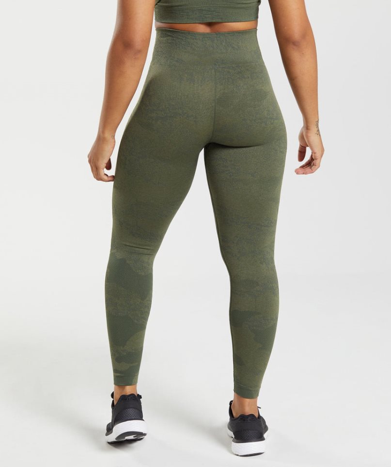 Women's Gymshark Adapt Camo Seamless Leggings Olive | CA 18A675